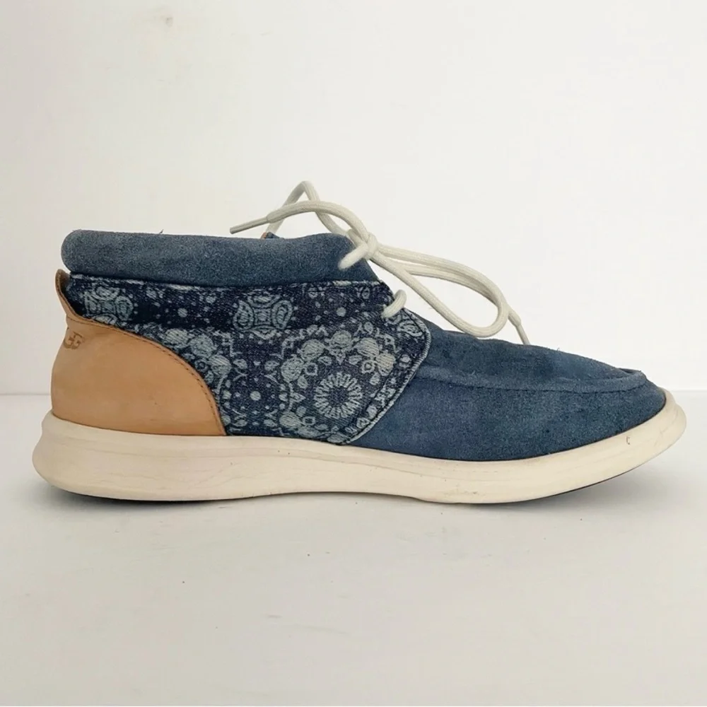 UGG Hulman Bandana Blue Suede Denim Leather Chukka Ankle Sneakers Shoes